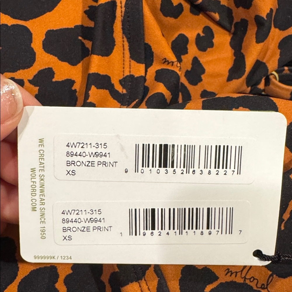 Wolford Bronze Print One Piece Swimsuit - NWT - XS push up effect, gold details - Picture 11 of 15